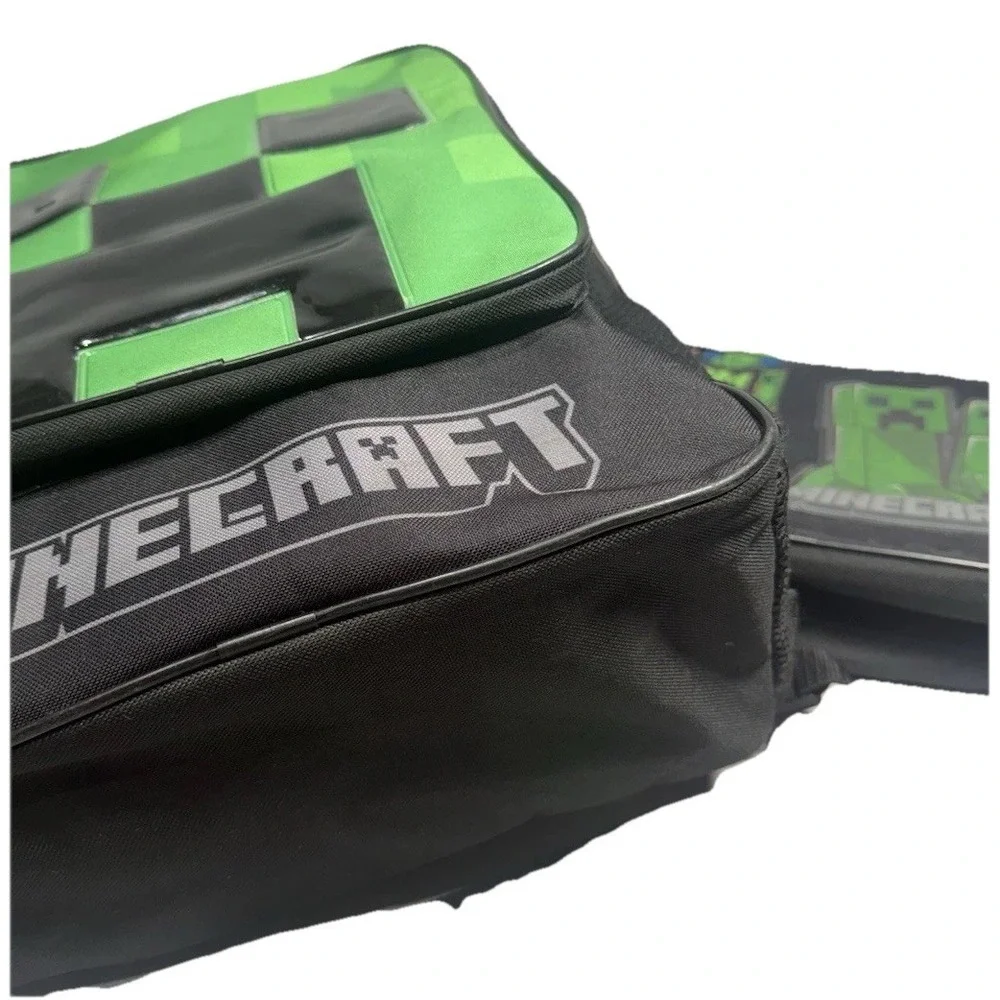 Minecraft Creeper Backpack‎ & Lunchbox Set Black Green School Bag GUC